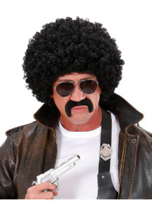 perruque disco, perruque afro noire, perruque disco homme