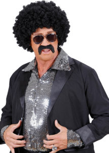 perruque disco, perruque afro noire, perruque disco homme