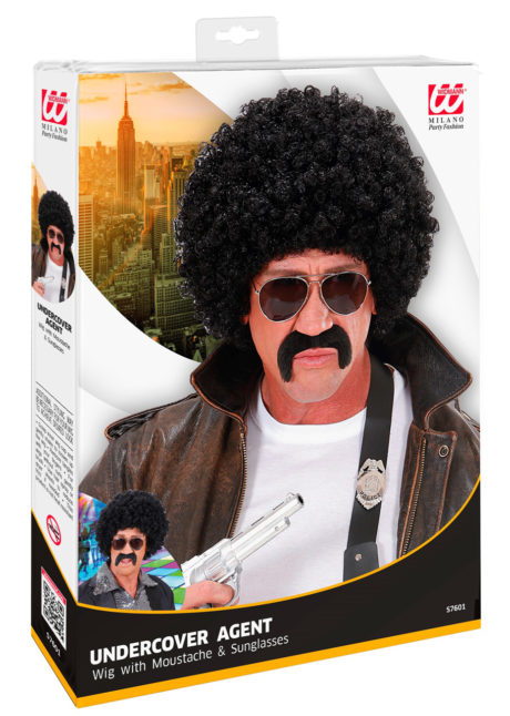 perruque disco, perruque afro noire, perruque disco homme, Perruque Afro, Disco, Agent Secret, Noire