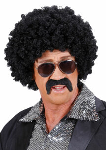 perruque disco, perruque afro noire, perruque disco homme