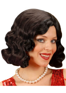 perruque noire, perruque femme, perruque cabaret, perruque années 30, Perruque Roaring Années 20, Noire