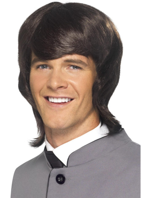 perruque homme, perruque homme années 60, perruque brune homme, Perruque 60’s Mod Male, Noire