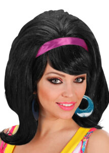 perruque années 60 noire, perruque blonde femme, perruque années 60