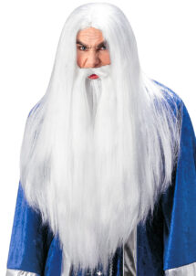 perruque merlin, perruque et barbe blanche, perruque druide, perruques hommes, perruque de magicien