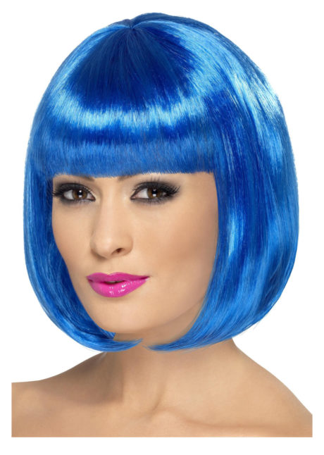 perruque bleue femme, perruque carré bleu femme, perruque femmes, perruque paris, Perruque Partyrama, Carré Bleu