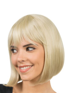 Perruque blonde baby love, perruque carré blond, perruque top qualité, carré à frange