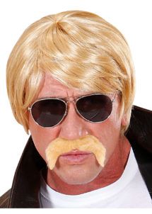 perruque blonde homme, perruque blonde avec moustache, perruque agent secret homme, perruque blonde pour homme, perruque homme