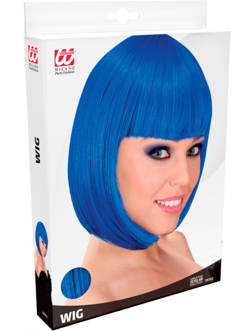 perruque bleue, perruque femme bleue, perruque femme CARRE, Perruque Loulou, Carré Bleu, Qualité Supérieure