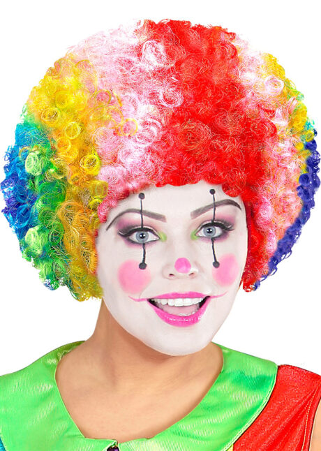 perruque de clown, perruque clown femme, perruque clown multicolore, perruque afro clown, Perruque de Clown Mixte, Multicolore