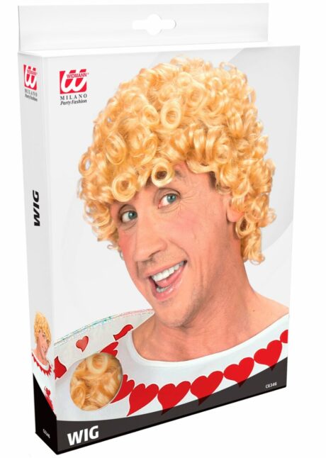 perruque cupidon, perruque ange homme, perruque blonde homme, perruque frisée homme, Perruque de Cupidon – Cheveux Bouclés Blonds