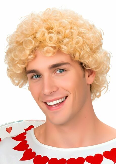 perruque cupidon, perruque ange homme, perruque blonde homme, perruque frisée homme, Perruque de Cupidon, Blonde
