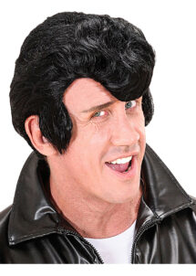 perruque rock années 50, perruque rock années 60, perruques rock homme, perruque Grease homme, perruque noire homme