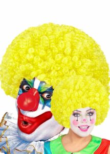 perruque de clown jaune, perruque clown adulte, perruque clown homme