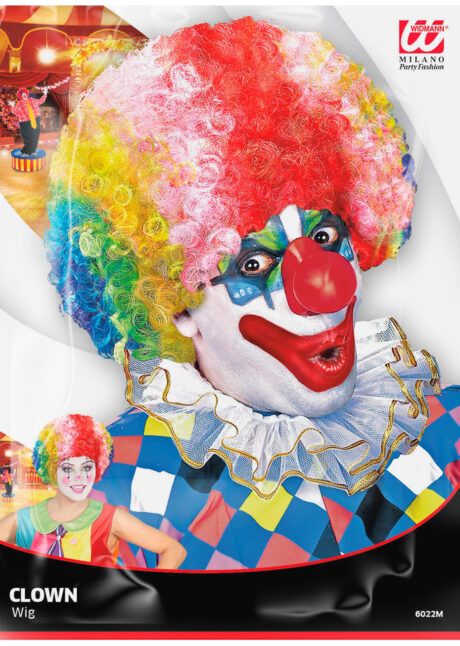 perruque de clown, perruque clown femme, perruque clown multicolore, perruque afro clown, Perruque de Clown Mixte, Multicolore