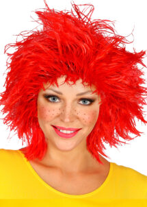 perruque de clown rouge, perruque clown, perruque cheveux pétard