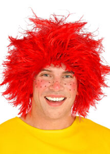 perruque de clown rouge, perruque clown, perruque cheveux pétard