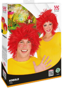 perruque de clown rouge, perruque clown, perruque cheveux pétard