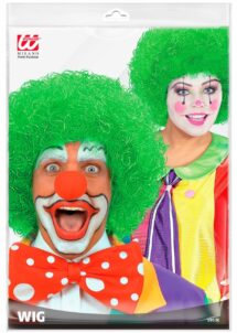 perruque de clown verte, perruque clown adulte