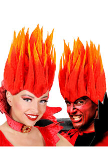 perruque homme, perruque de diable, perruque rouge, perruque halloween