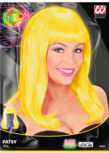 perruque jaune fluo, perruque fluo, perruque phosphorescente
