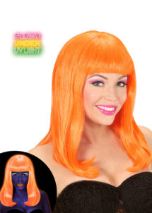 perruque orange fluo, perruque fluorescente, perruque orange, perruque phosphorescente