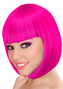 perruque rose femme, perruque carré rose, perruque rose pour femme, perruques paris, Perruque Loulou, Carré Rose Fuchsia, Qualité Supérieure