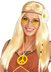 perruque blonde femme, perruque hippie femme, perruque longue blonde, Perruque Hippie Marguerite, Blonde