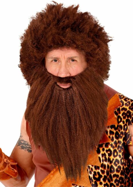 perruque homme des cavernes, perruque avec barbe, Perruque d&rsquo;Homme des Cavernes – avec Barbe