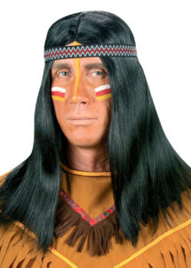 perruque homme, perruque d'indien, perruque noire, perruque indien