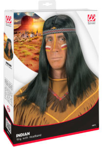 perruque homme, perruque d'indien, perruque noire, perruque indien