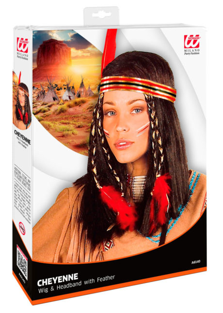 perruque indienne, perruque femme, perruque d'indienne pour femme, perruque cheveux noirs, Perruque d’Indienne, Cheyenne, Noire