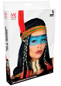 perruque indienne, perruque femme, perruque d'indienne pour femme, perruque cheveux noirs