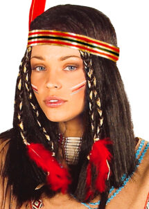 perruque indienne, perruque femme, perruque d'indienne pour femme, perruque cheveux noirs
