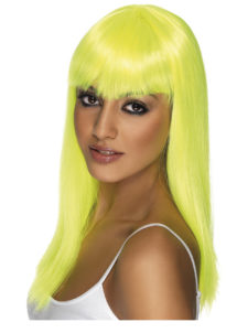 perruque jaune femme, perruque carré jaune femme, perruque jaune fluo, perruques femmes, Perruque Glamourama, Jaune
