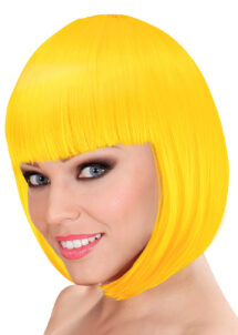 perruque jaune femme, perruque carré jaune femme, perruque jaune fluo, perruques femmes, Perruque Loulou, Carré Jaune, Qualité Supérieure