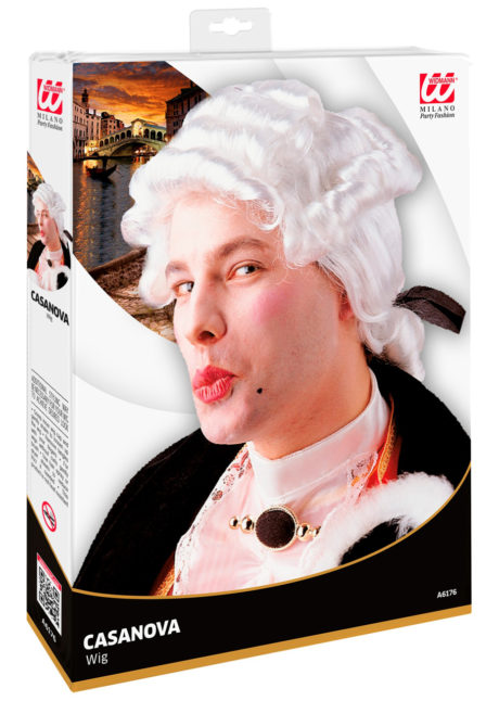 perruque homme, perruque de marquis, perruque versailles, perruque catogan, perruque louis XIV, perruque de noble, Perruque de Marquis Casanova, Blanche