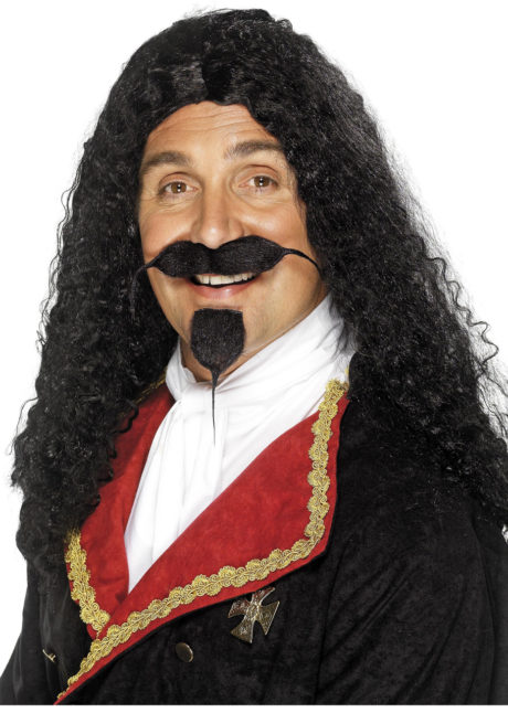 perruque de mousquetaire, perruque chevalier, perruque médiévale, perruques hommes, perruques noires, Perruque Mousquetaire, Noire