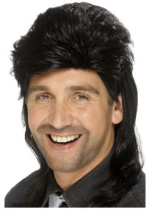 perruque disco homme, perruque homme disco, perruque noire homme