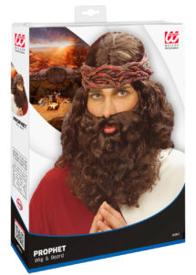 perruque Jesus pour homme, perruque avec barbe, perruques hommes, perruque messie