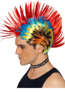 perruque pour homme, perruque pas chère, perruque de déguisement, perruque homme, perruque de punk, perruque multicolore, perruque crête de punk, Perruque de Punk Multicolore