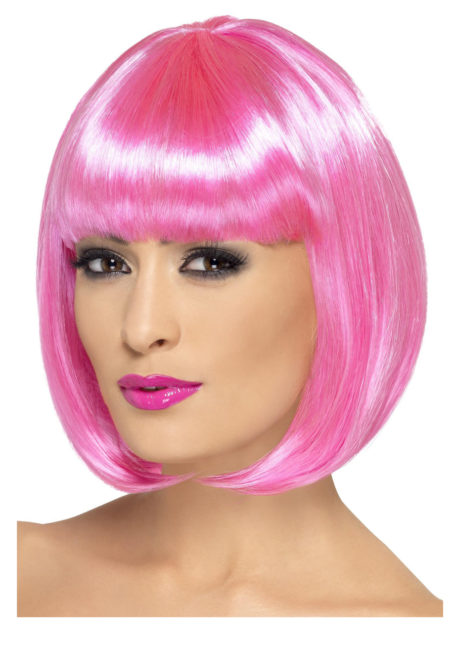 perruque rose femme, perruque carré rose, perruque rose pour femme, perruques paris, Perruque Partyrama, Carré Rose