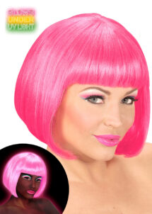 perruque rose fluo, perruque fluorescente, perruque phospohorescente, perruque rose