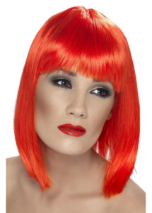 perruque femme, perruque rouge femme, perruque carré rouge femme, perruque cheveux rouges, Perruque Glam, Carré Long Rouge