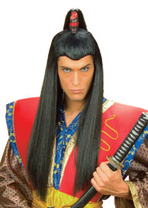 perruque homme, perruque noire, perruque de samouraï, perruque asiatique, perruque de japonais
