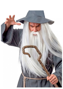 perruque sorcier, perruque blanche avec barbe, perruque gandalf, Perruque Blanche Très Longue avec Barbe, Sorcier ou Merlin