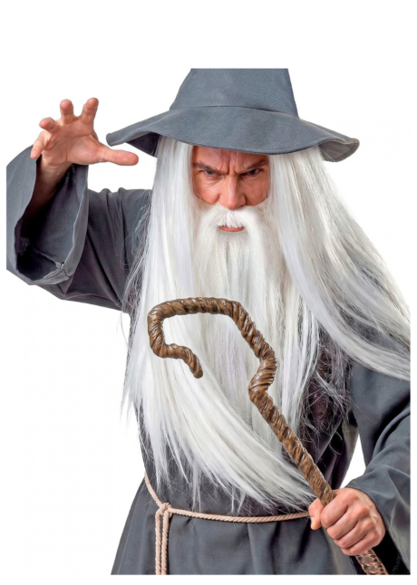 perruque sorcier, perruque blanche avec barbe, perruque gandalf, Perruque Blanche Très Longue avec Barbe, Sorcier ou Merlin
