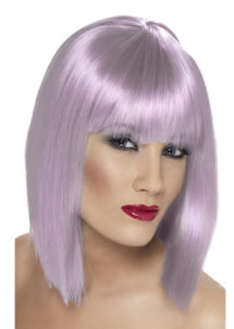 perruque violette femme, perruque carré violet femme, perruques femmes, perruque carré femme, Perruque Glam, Carré Long, Violet Lilas