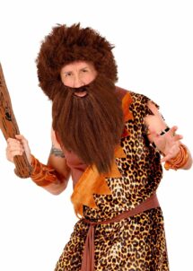 perruque homme des cavernes, perruque avec barbe