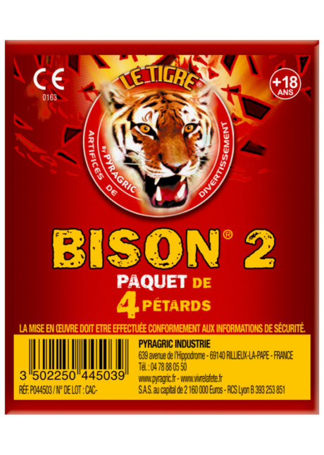 pétards, pétards et fumigènes, pyragric, acheter des pétards à paris, pétards bisons, pétards le tigre, Pétards Bison 2, Le Tigre