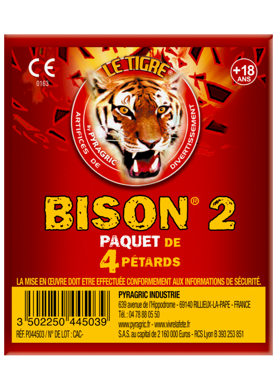 BISON 2 - LOT DE 20 PAQUETS DE 4 PETARDS A MECHE LE TIGRE PYRAGRIC -  Cdiscount Beaux-Arts et Loisirs créatifs